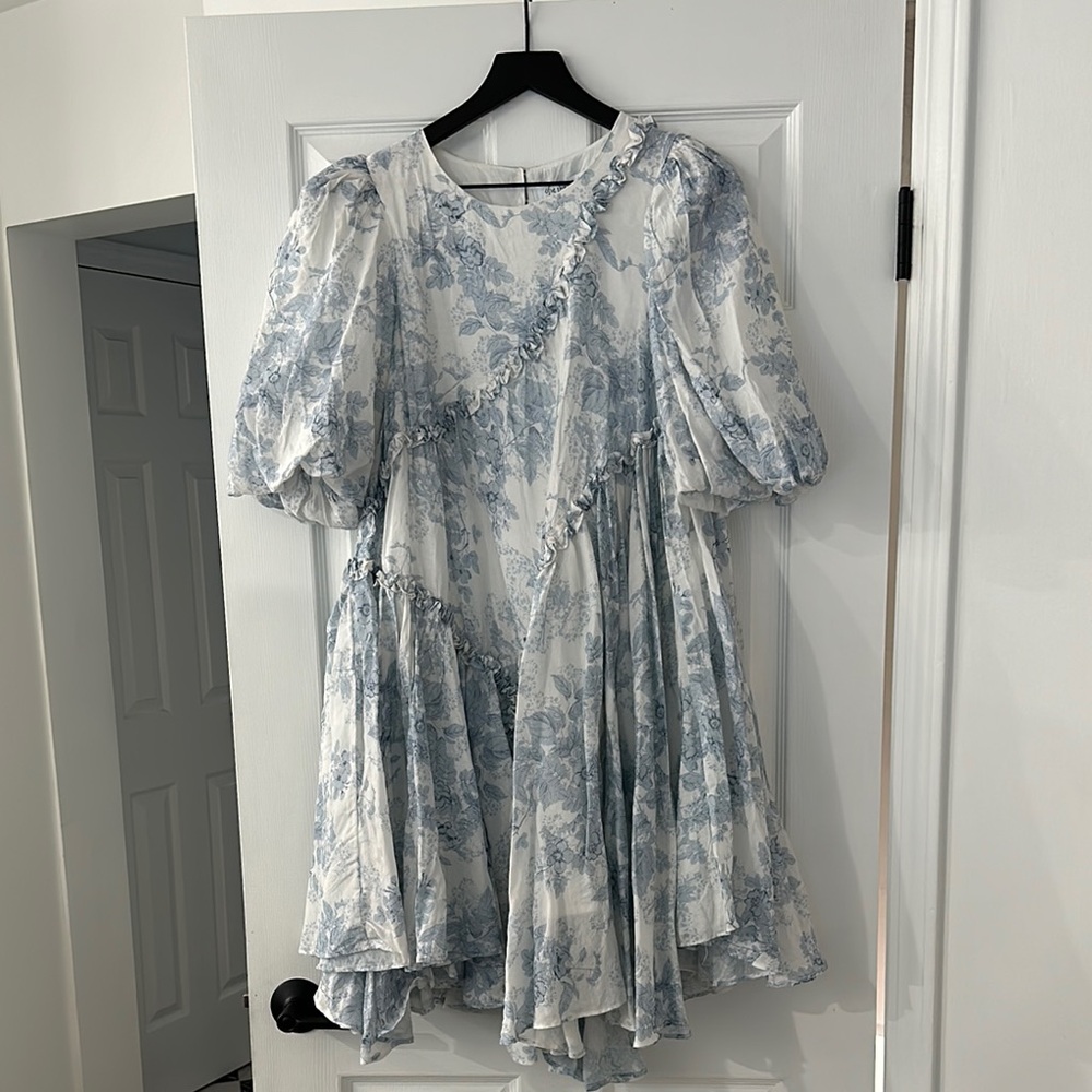 Floral Blue and White Dress